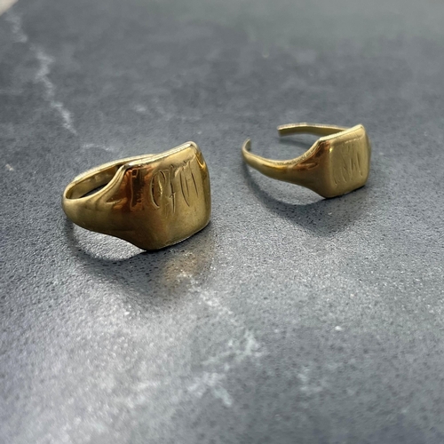 52 - Two 9ct signet rings, 5.8g (af)