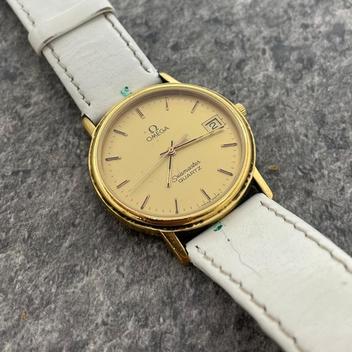 14 - Vintage Omega Seamaster Quartz gold plated watch, 33mm case, gilt dial with date aperture, associate... 