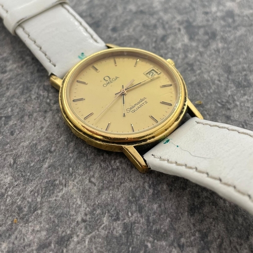 14 - Vintage Omega Seamaster Quartz gold plated watch, 33mm case, gilt dial with date aperture, associate... 