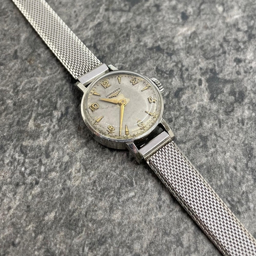 15 - Vintage Longines ladies stainless steel dress watch, 20mm case, gilt hands and makers, manual wind, ... 