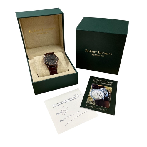18 - Rare Robert Loomes Automatic copper plated dress watch, 40mm case, black dial with Roman numerals an... 