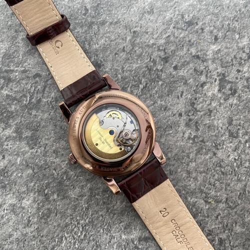 18 - Rare Robert Loomes Automatic copper plated dress watch, 40mm case, black dial with Roman numerals an... 