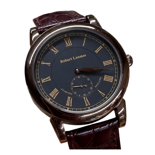 18 - Rare Robert Loomes Automatic copper plated dress watch, 40mm case, black dial with Roman numerals an... 