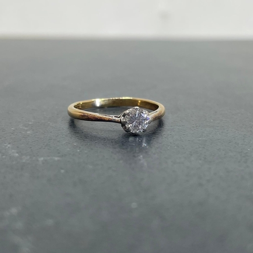 65 - 18ct gold and solitaire diamond ring, approx .40ct stone, size L, 2.1g