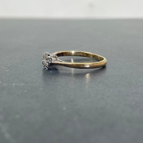 65 - 18ct gold and solitaire diamond ring, approx .40ct stone, size L, 2.1g