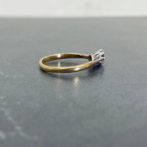 65 - 18ct gold and solitaire diamond ring, approx .40ct stone, size L, 2.1g