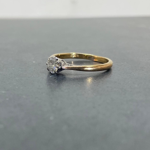 65 - 18ct gold and solitaire diamond ring, approx .40ct stone, size L, 2.1g
