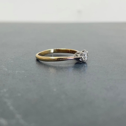 65 - 18ct gold and solitaire diamond ring, approx .40ct stone, size L, 2.1g