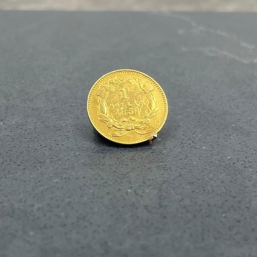 67 - 1854 USA gold dollar, ex pendant loop 1.7g