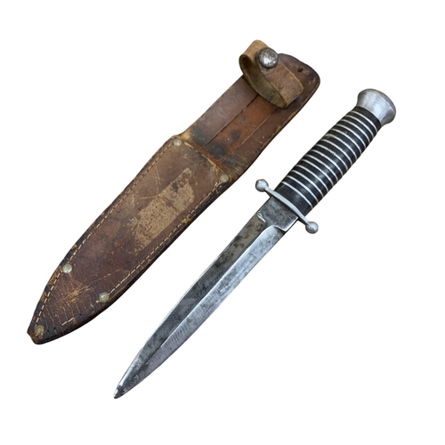 Vintage German Widder Solingen fighting knife with brown leather