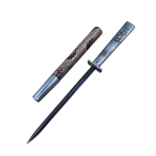 2051 - Lady Of Virtue concealed prostitutes dagger, having Art Nouveau floral decoration to handle, held in... 