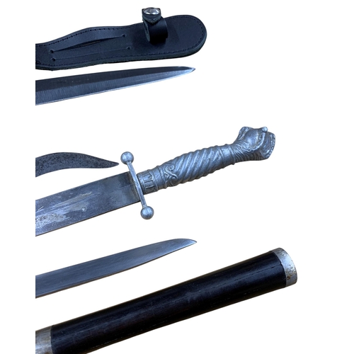 2086 - Mixed quantity of daggers and knives to include Indian curved dagger, dragon claw and ball handled s... 