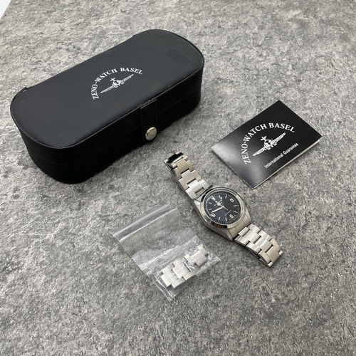 16 - Zeno Watch of Basel Automatic stainless steel gents watch, 35mm case, Rolex Explorer style dial with... 