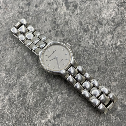 21 - Mappin & Webb stainless steel ladies quartz watch, 22mm case, grey dial with silvered markers, jubil... 