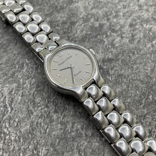 21 - Mappin & Webb stainless steel ladies quartz watch, 22mm case, grey dial with silvered markers, jubil... 