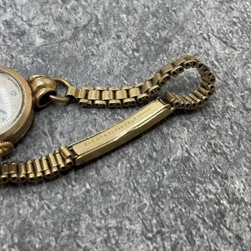 24 - Vintage Leonex 9ct ladies dress watch, 21mm case, cream dial, manual wind, currently running, 9ct br... 