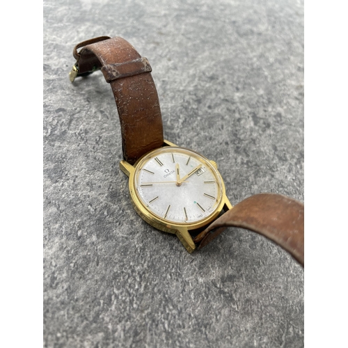 28 - Vintage Omega 'Date' Automatic gold plated gents watch, 36mm case, silvered dial with date aperture,... 