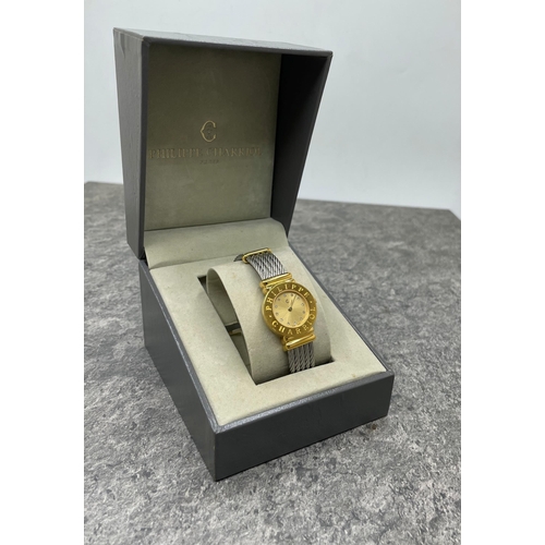 22 - Philippe Charriol gold plated and steel ladies fashion watch, 25mm case, sunburst dial with diamond ... 