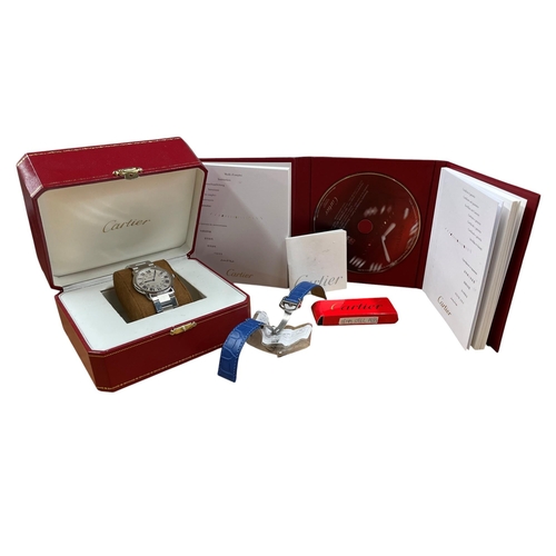 17 - Cartier Ronde Solo stainless steel gents quartz watch, 36mm case, silvered dial with Roman and Arabi... 
