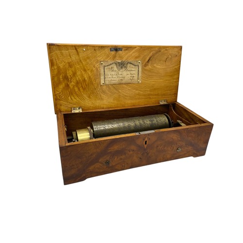 250 - Rare very early 3 air Overture Music Box by David Lecoultre, circa 1830, Serial Number 17, cylinder ...