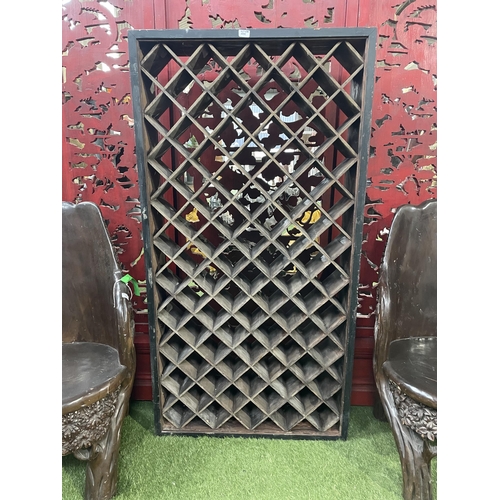 494 - Large freestanding wine rack, with painted framework, 167cm x 88cm