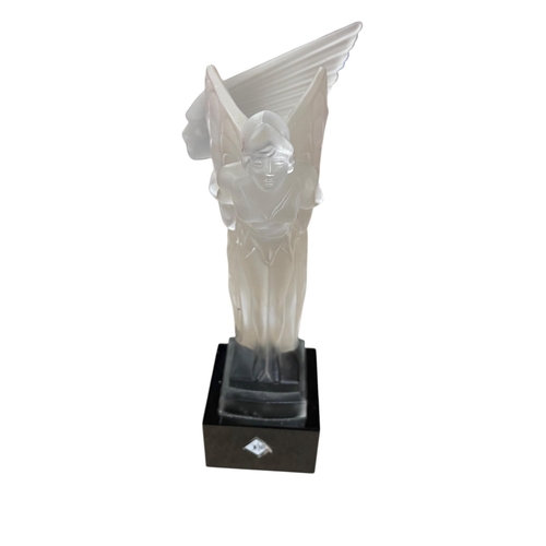 31 - Night Butterfly frosted glass car mascot, by Desna of the Czech Republic, the etched glass car masco... 
