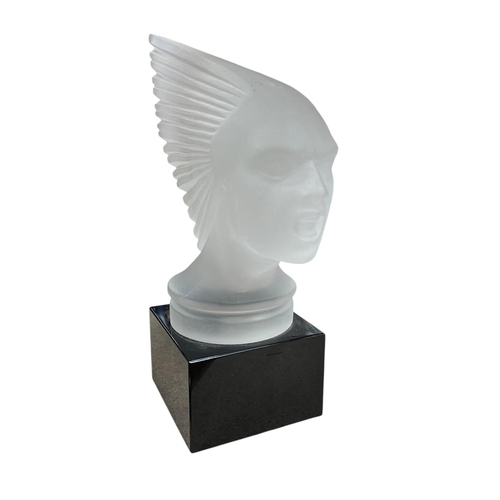 30 - Spirit Of The Wind frosted glass car mascot, by Desna of the Czech Republic, the etched glass mascot... 