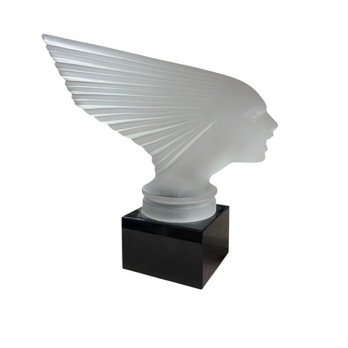 30 - Spirit Of The Wind frosted glass car mascot, by Desna of the Czech Republic, the etched glass mascot... 
