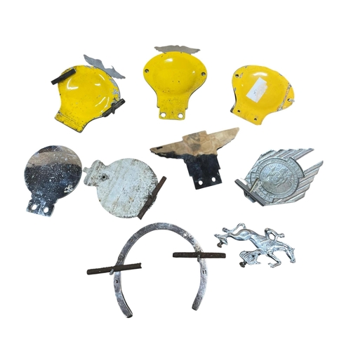 51 - Good collection of vintage car badges to include two St Christopher's, horse shoe, racing jockey and... 