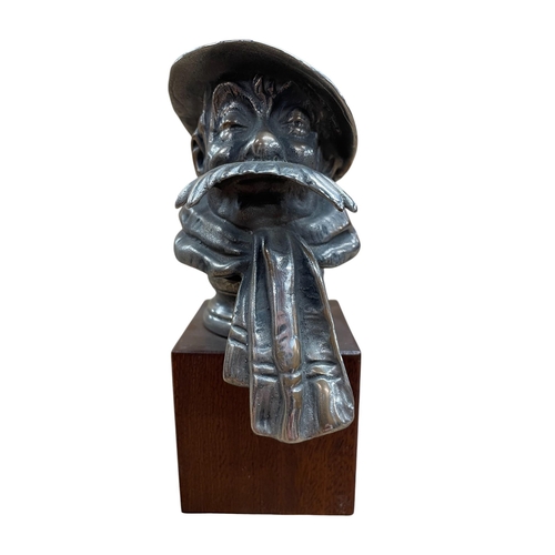 5 - Car mascot - Bruce Bairnsfather 'Old Bill' cast car mascot, marked S under scarf, upon an associated... 