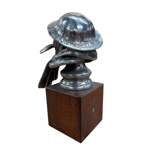 5 - Car mascot - Bruce Bairnsfather 'Old Bill' cast car mascot, marked S under scarf, upon an associated... 