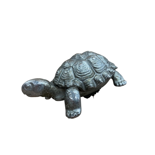 7 - Car mascot - Tortoise, chromed cast metal, 10cm long
