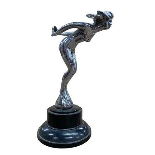 8 - Car mascot - Speed Nymph by Augustine & Emile Lejeune, large size, chrome plated, on wooden plinth, ... 