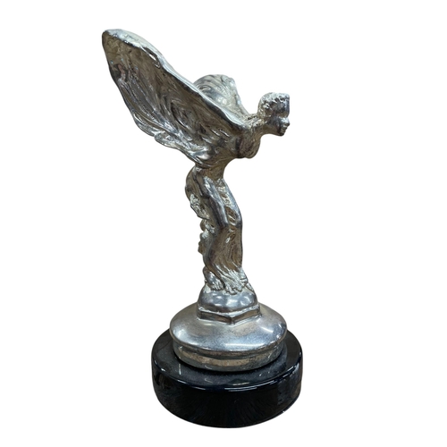 9 - Car mascot - Spirit of Ecstasy, gilt cast metal, on slate base, 18cm high