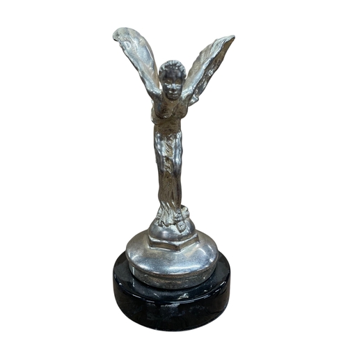 9 - Car mascot - Spirit of Ecstasy, gilt cast metal, on slate base, 18cm high