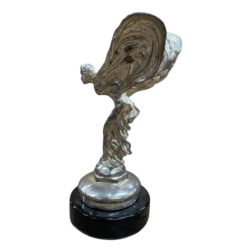 9 - Car mascot - Spirit of Ecstasy, gilt cast metal, on slate base, 18cm high