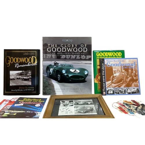 54 - Collection of Goodwood memorabilia - to include sixteen GRC badges, framed photo and signature of St... 