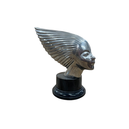19 - Car mascot - Spirit of the Wind, cast chrome head, 14cm long