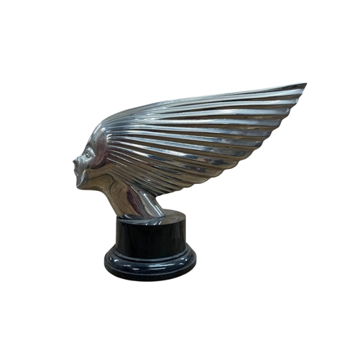 19 - Car mascot - Spirit of the Wind, cast chrome head, 14cm long