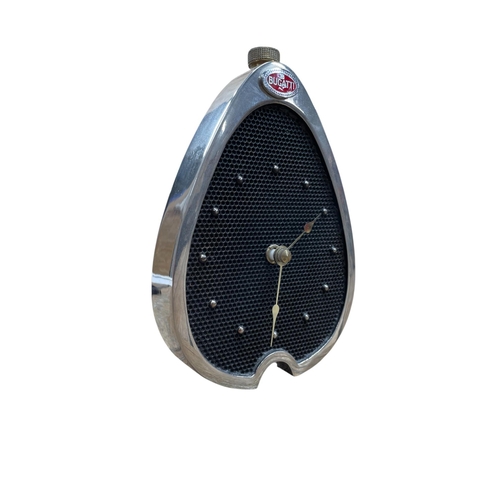 24 - Bugatti Collectors Club presentation radiator clock, inscribed signature to base, 16cm high