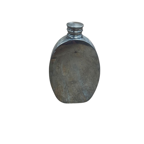25 - Bugatti branded pewter flask, loosely in the form of a radiator, 11cm high