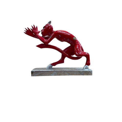 12 - Car mascot - Cheeky Devil, painted cast chrome, by 'Mascots', 9cm long
