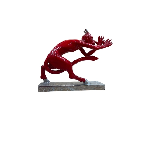 12 - Car mascot - Cheeky Devil, painted cast chrome, by 'Mascots', 9cm long