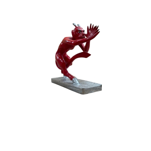 12 - Car mascot - Cheeky Devil, painted cast chrome, by 'Mascots', 9cm long