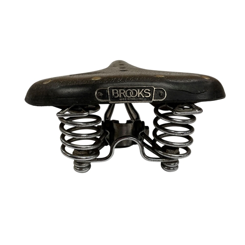 48 - Vintage Brooks B66 Bicycle saddle together with a similar vintage brown leather racing example (2)