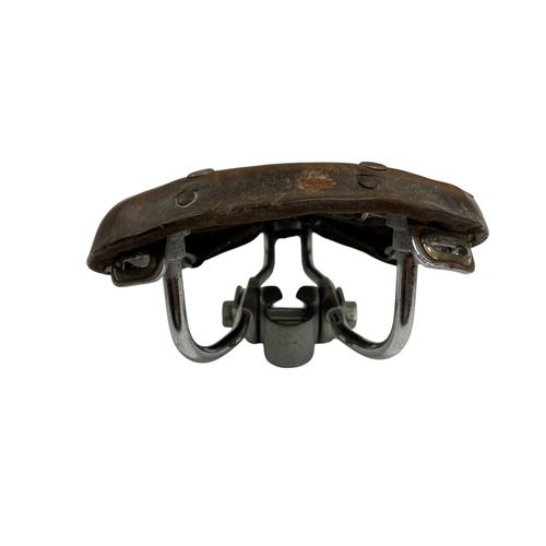 48 - Vintage Brooks B66 Bicycle saddle together with a similar vintage brown leather racing example (2)
