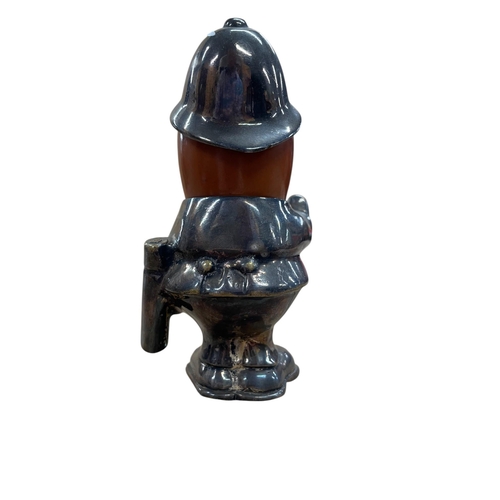13 - Car mascot - Policeman by Hassall, plated cast metal with enamelled head, Reg no 611941, 12cm high
