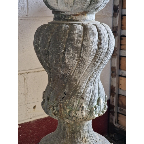 7 - Victorian bronze water fountain with embossed acanthus leaf and foliate detail, spiralled reeded col... 