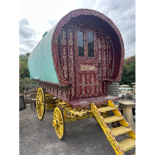 1 - Vintage Romany Gypsy caravan bow top wagon, with original decorative paintwork and fitted interior w... 