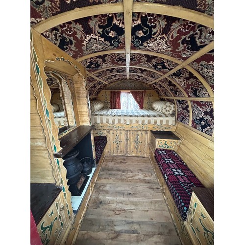 1 - Vintage Romany Gypsy caravan bow top wagon, with original decorative paintwork and fitted interior w... 